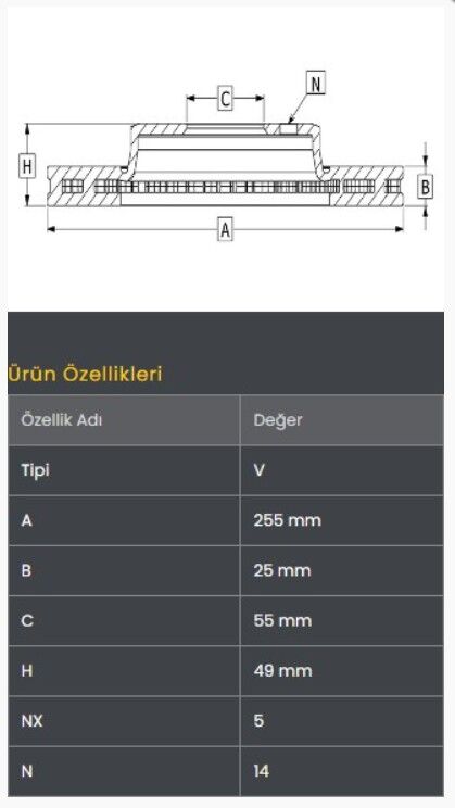 Corona AT191 92-97 / Carina 92-97 Fren Diski Ön (255-5) Frendi