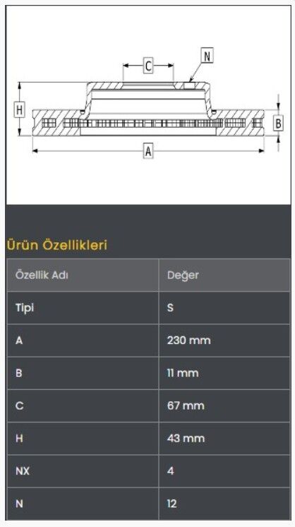 Atos 98-01 Fren Diski Ön (230-4) Frendi