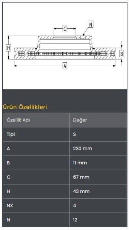 Atos 98-01 Fren Diski Ön (230-4) Frendi