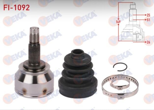 Fiat Doblo (152,263) 1.6 MJT 25X26X51 Uzunluk 149 mm 2010- Aks Kafası Sol-Sağ Ön Dış