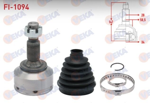 Fiat Scudo (270) 1.6 MJT 2007- / Citroen C5 III 1.6 HDI M-T 2008-2015/ Jumpy II 1.6 HDI 2006-/ Peugeot 407 1.6 HDI 2004-/ Expert Tepee 1.6 HDI 2007- Aks Kafası Sol-Sağ Ön Dış 28X34X58,5 Uzunluk 147mm