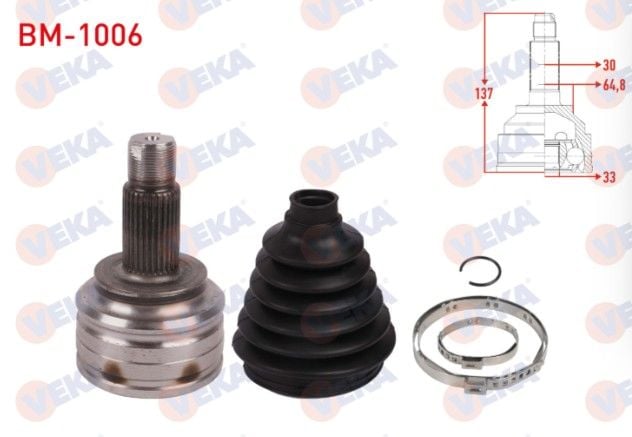BMW X3 (E83) 2.0d - 3.0 d - 3.0i 2004-2010 Aks Kafası Sol-Sağ Ön Dış 30X33X64,8 Uzunluk 137mm