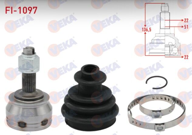 Fiat Linea (323) 1.4 22X22X51 Uzunluk 136,5 mm 2007- Aks Kafası Sol-Sağ Ön Dış