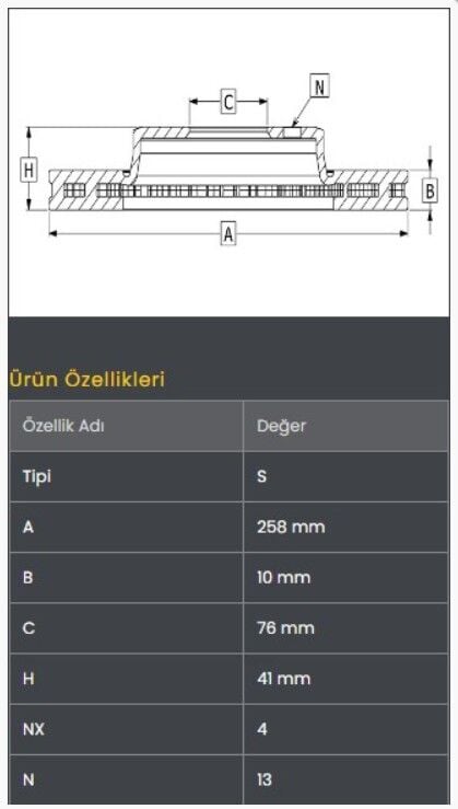 Cerato 04- Fren Diski Arka (258-4) Frendi