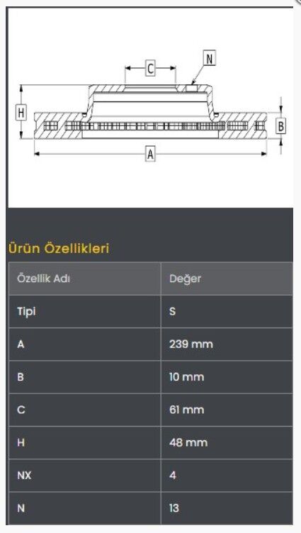Jazz 02-08/CRX 1.6 92-98/Civic 1.6 VTI 95-00 Fren Diski Arka (239-4-Dolu) Frendi