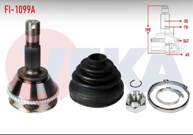 Fiat Ducato (230) 1.9 TD Absli 54 Dış 34X45X70 Uzunluk 190mm 1994-2002 Aks Kafası Sol-Sağ Ön Dış