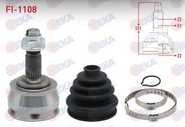 Fiat Marea (185) 1.6i 16v 22X22X51 Uzunluk 131 mm 1996-2007 Aks Kafası Sol-Sağ Ön Dış