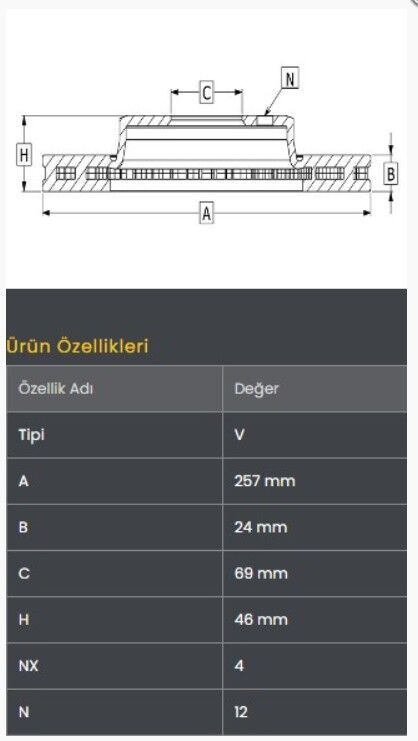 Elantra 00-04 / Matrix 01- Fren Diski Ön (257-4) Frendi
