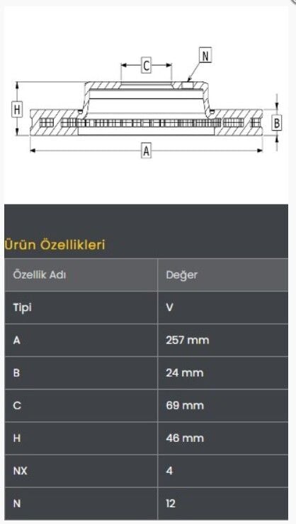 Elantra 00-04 / Matrix 01- Fren Diski Ön (257-4) Frendi