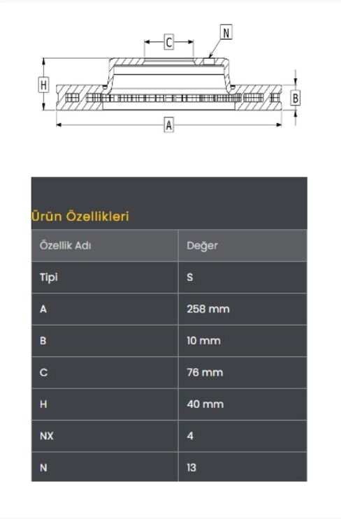 Elantra 96-06 Fren Diski Arka (258-4) Frendi