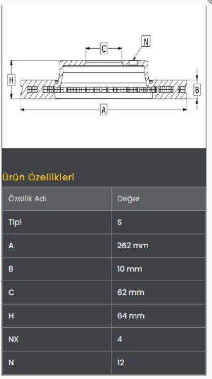 Accent Era 07-/Getz 02-/I20 08-/I30 07-/Rio 05- Fren Diski Arka (262-4) Frendi