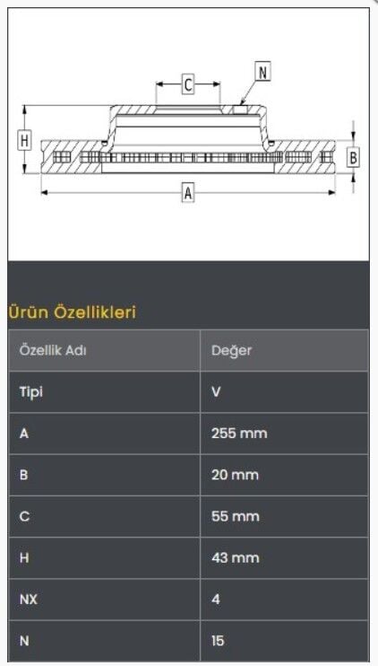 Yaris 01-05 Fren Diski Ön (255-4) Frendi