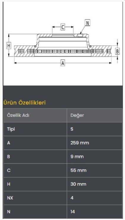 Yaris 05- Fren Diski Arka (259-4) Frendi