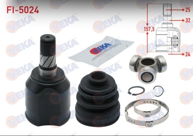 Fiat Egea 1.6 MJT M-T 25x24x32 Uzunluk 157,5mm 2015- Aks Kafası Sol Ön İç