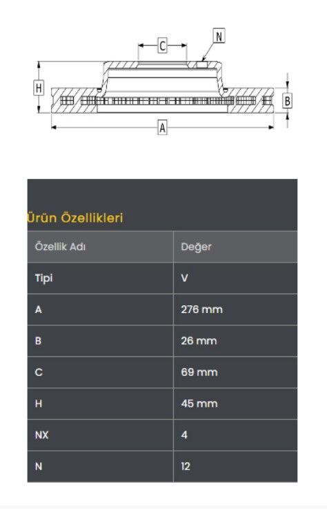 Lancer 03-06/Galant 96-04 Fren Diski Ön (276-4) Frendi