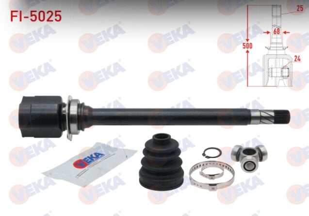 Fiat Egea 1.6 MJT M-T 25X24X68 Uzunluk 500mm 2015- Aks Kafası Sağ Ön İç