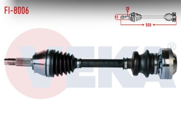 Fiat Albea 1.3 MJT (6 Civatalı) Uzunluk 533mm 2003-2007 Komple Aks Sağ Ön