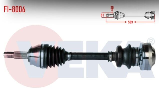 Fiat Albea 1.3 MJT (6 Civatalı) Uzunluk 533mm 2003-2007 Komple Aks Sağ Ön