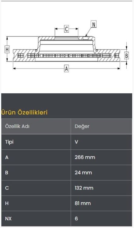 Canter Fuso TFA35 15- Fren Diski Arka (266-6) Frendi