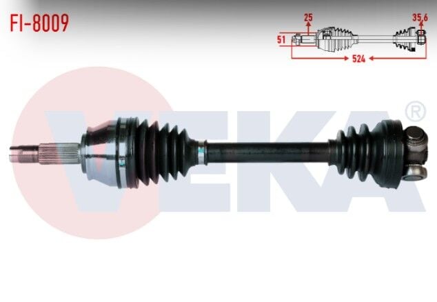 Fiat Doblo (119,223) 1.3 MJT Uzunluk 524 mm 2001-2010 Komple Aks Sağ Ön