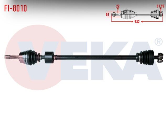 Fiat Doblo (119,223) 1.9 D Uzunluk 932 mm 2001-2010 Komple Aks Sağ Ön