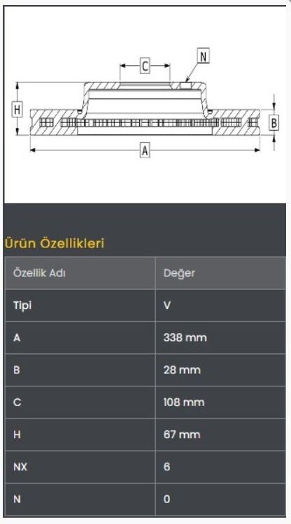 Land Cruiser 02- Fren Diski Ön (338-6) Frendi