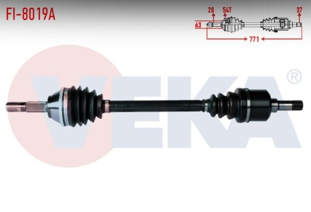 Fiat Ducato (230) 2.5 D 10q-14q Absli 54 Dış Uzunluk 771mm 1994-2002 Komple Aks Sol Ön