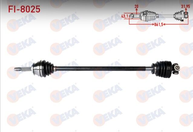 Fiat Uno 70 1.4i Uzunluk 861,5 mm 1994-2000 Komple Aks Sağ Ön