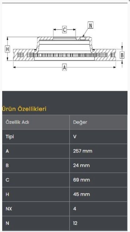 Sonata 98-02 Fren Diski Ön (257-4) Frendi