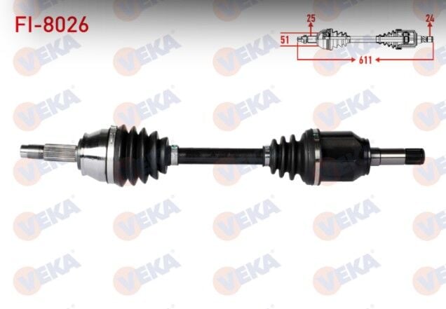 Fiat Doblo (119,223) 1.3 MJT Uzunluk 611mm 2001-2010 Komple Aks Sol Ön