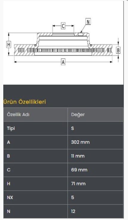 Santafe 06-12 Fren Diski Arka (302-5) Frendi