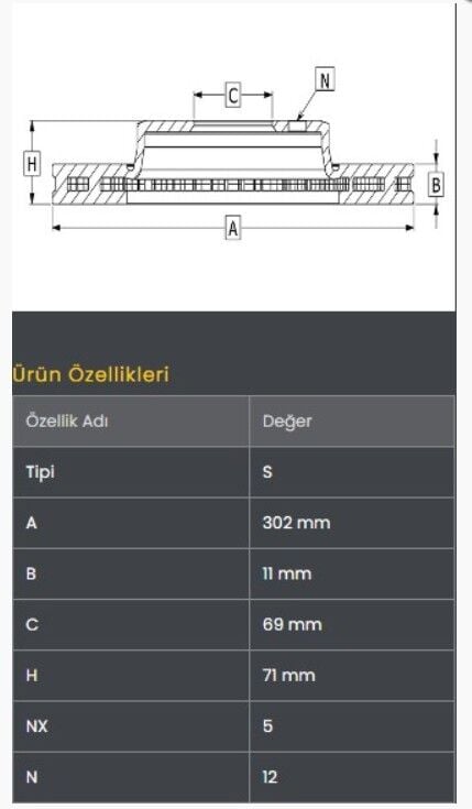 Santafe 06-12 Fren Diski Arka (302-5) Frendi