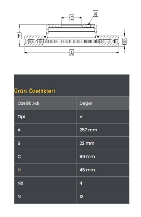 Sonata 89-98 Fren Diski Ön (257-4) Frendi