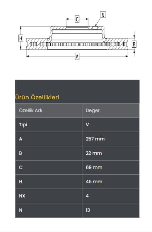 Sonata 89-98 Fren Diski Ön (257-4) Frendi