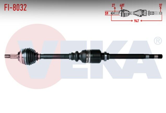 Fiat Scudo (220P) 1.9 TD Absli 48 Dış Uzunluk 947mm 1996-2006 Komple Aks Sağ Ön