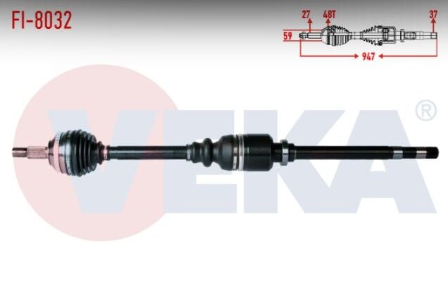 Fiat Scudo (220P) 1.9 TD Absli 48 Dış Uzunluk 947mm 1996-2006 Komple Aks Sağ Ön