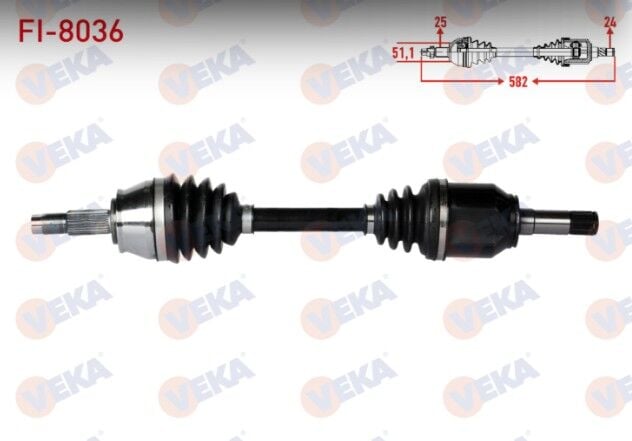 Fiat Linea (323) 1.3 MJT 90 HP Uzunluk 582mm 2007- Komple Aks Sol Ön