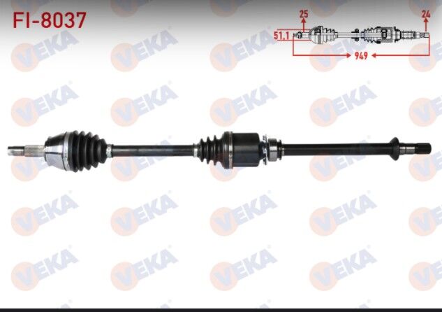 Fiat Linea (323) 1.3 MJT 90 HP Uzunluk 949mm 2007- Komple Aks Sağ Ön