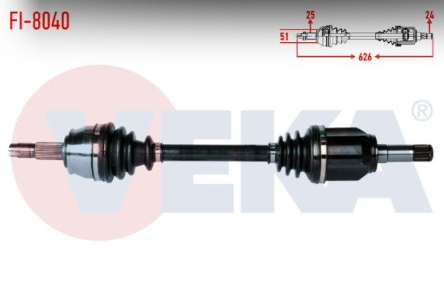 Fiat Grande Punto (199) 1.3 MJT 75 HP Uzunluk 626mm 2012- Komple Aks Sol Ön