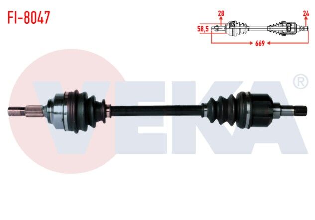 Citroen C5 III 1.6 HDI M-T 2008-2015/ Jumpy II 1.6 HDI 2006-/ Peugeot 407 1.6 HDI 2004-/ Expert Tepee 1.6 HDI 2007-/ Fiat Scudo 1.6 MJT 2007- Komple Aks Sol Ön Uzunluk 669mm