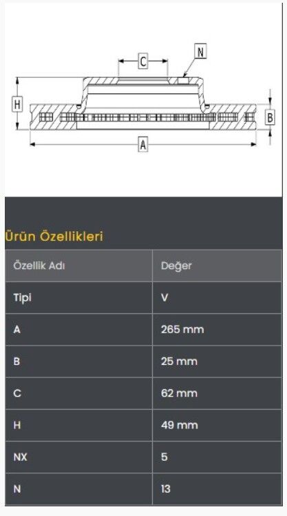 Chery Tiggo 08-10 Fren Diski Ön (265-4) Frendi