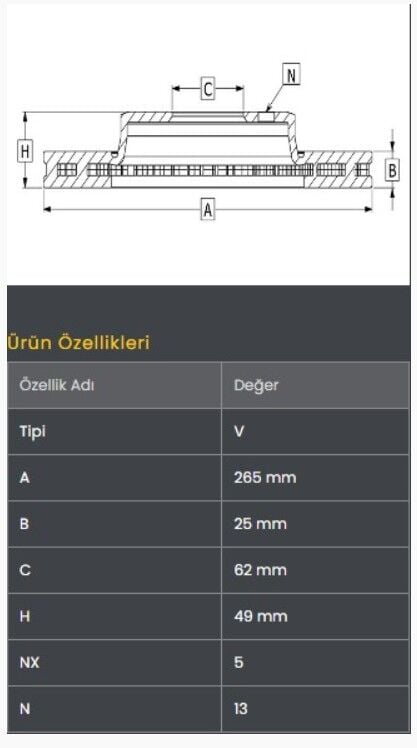 Chery Tiggo 08-10 Fren Diski Ön (265-4) Frendi