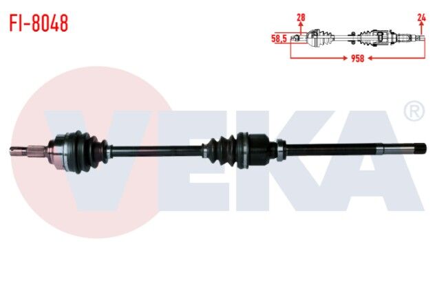 Citroen C5 III 1.6 HDI M-T 2008-2015/ Jumpy II 1.6 HDI 2006-/ Peugeot 407 1.6 HDI 2004-/ Expert Tepee 1.6 HDI 2007-/ Fiat Scudo 1.6 MJT 2007- Komple Aks Sağ Ön Uzunluk 958mm