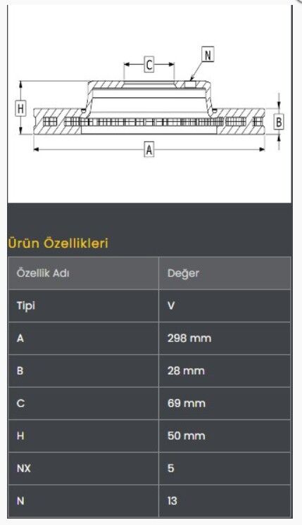 Santafe 06- Fren Diski Ön (298-5) Frendi