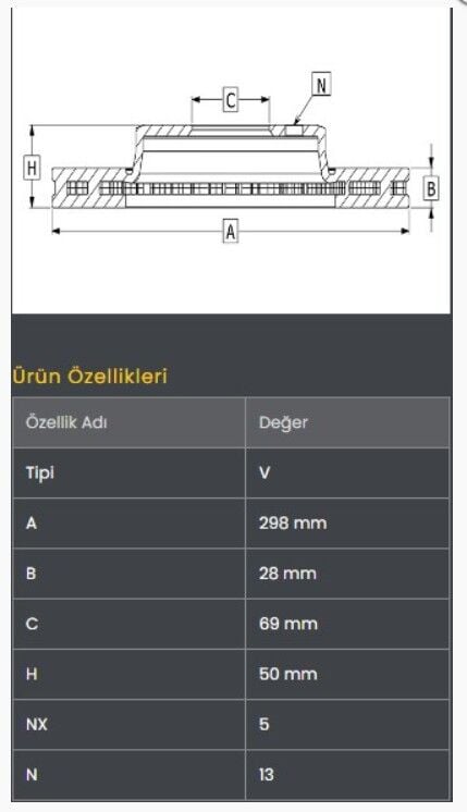 Santafe 06- Fren Diski Ön (298-5) Frendi