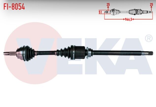 Fiat Doblo 1.6 MJT M-T 2010- Komple Aks Sağ Ön Uzunluk 966,5mm