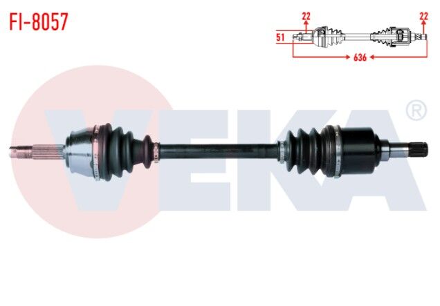 Fiat Doblo (119,223) 1.4 Uzunluk 636mm 2001-2010 Komple Aks Sol Ön