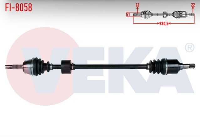 Fiat Doblo (119,223) 1.4 Uzunluk 930,5mm 2001-2010 Komple Aks Sağ Ön