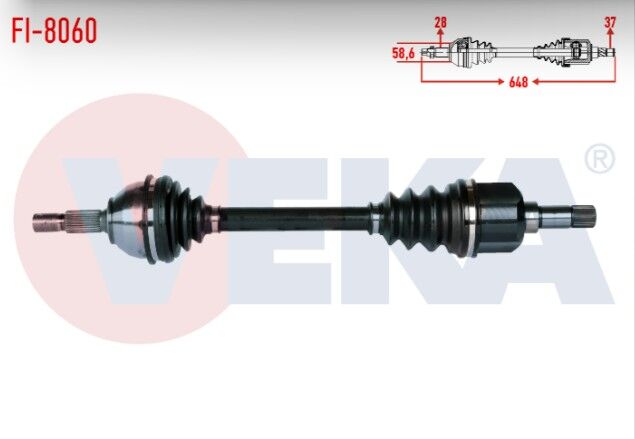 Fiat Scudo (270) 2.0 MJT 2007- / Peugeot 407 SW 2.0 HDi 2004-2010 Komple Aks Sol Ön 648mm