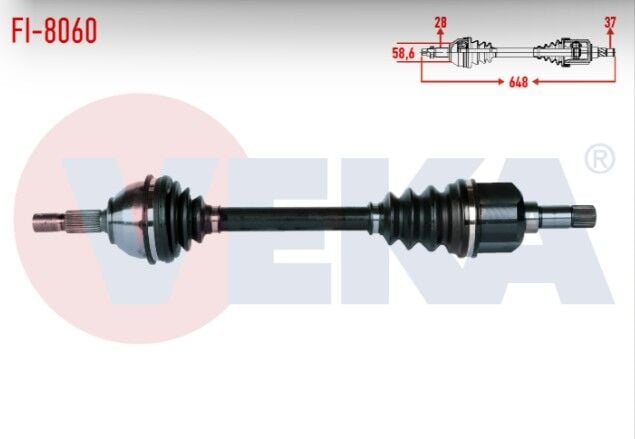 Fiat Scudo (270) 2.0 MJT 2007- / Peugeot 407 SW 2.0 HDi 2004-2010 Komple Aks Sol Ön 648mm